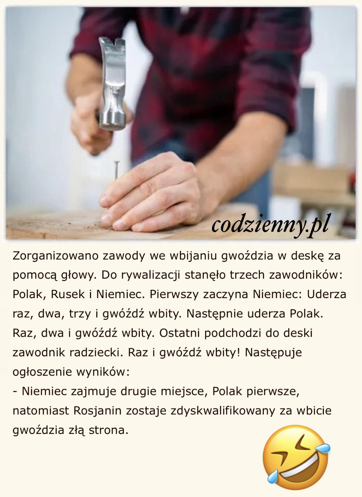 Wbijanie gwoździa głową 