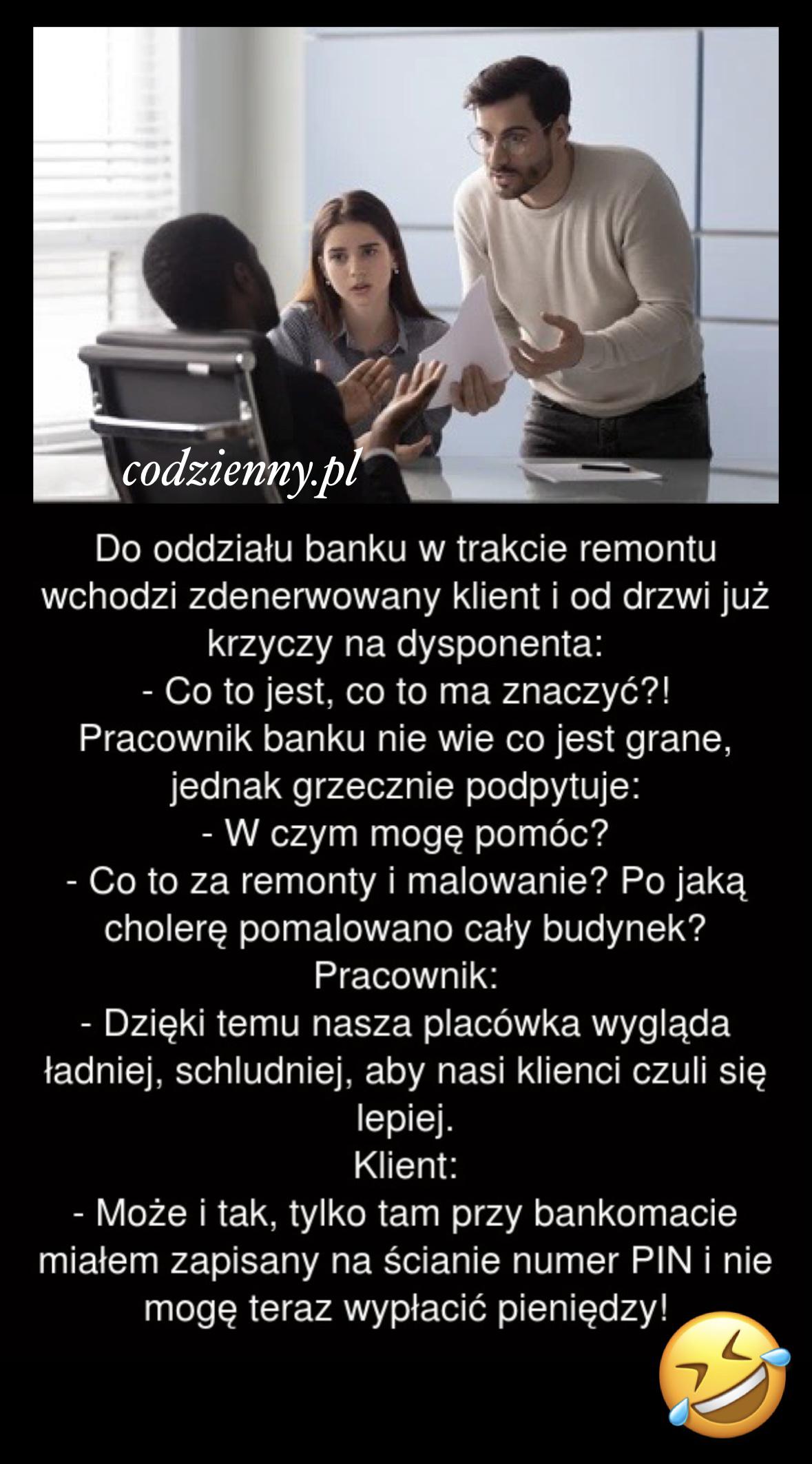 Zdenerwowany klient w banku 